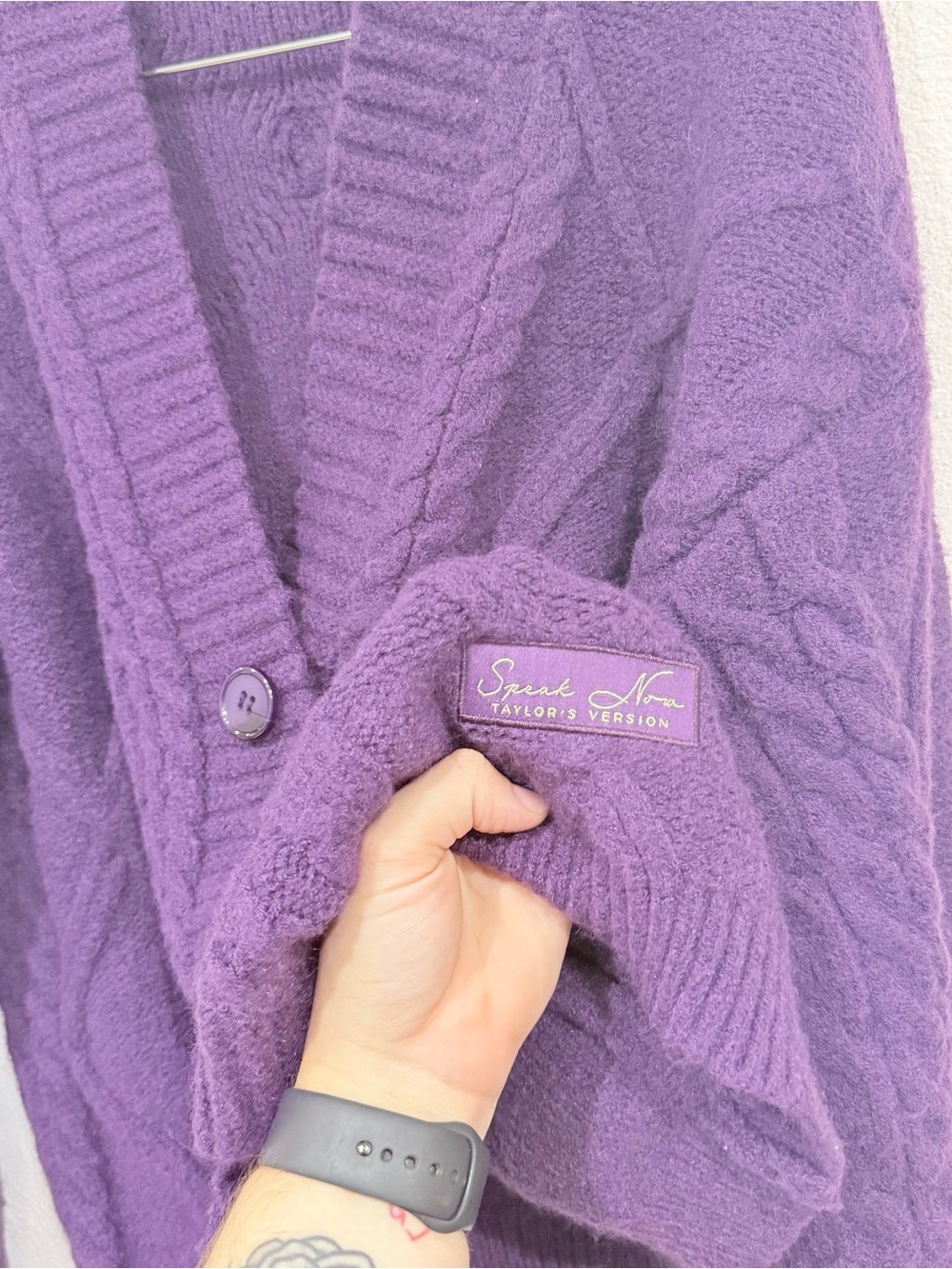 Taylor Swift Speak Now Taylor's Version Purple Chunky Knit Cardigan Size XS/SM - Picture 3 of 5